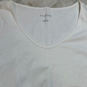 Talbots Women's White Boat Neck Tee
